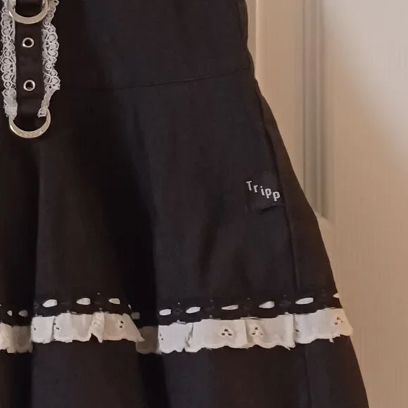 Vintage 90's Y2K Tripp NYC Black & White Lace Maid Skirt Size XL - Picture 2 of 7